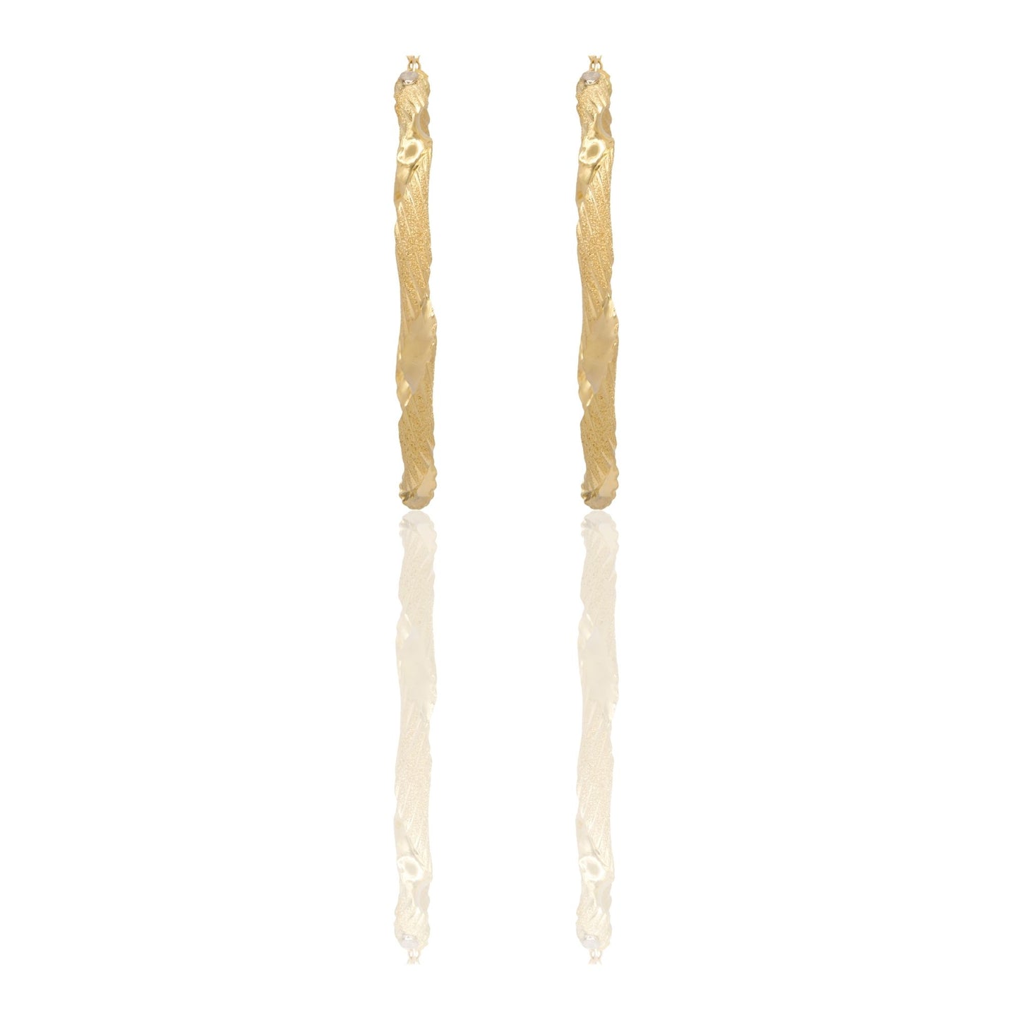 Orecchini Oro Giallo Oro Bianco Oro 18 carati Cerchi Intrecciati Solo Oro Spessore mm.6 diametro interno  cm.6,5