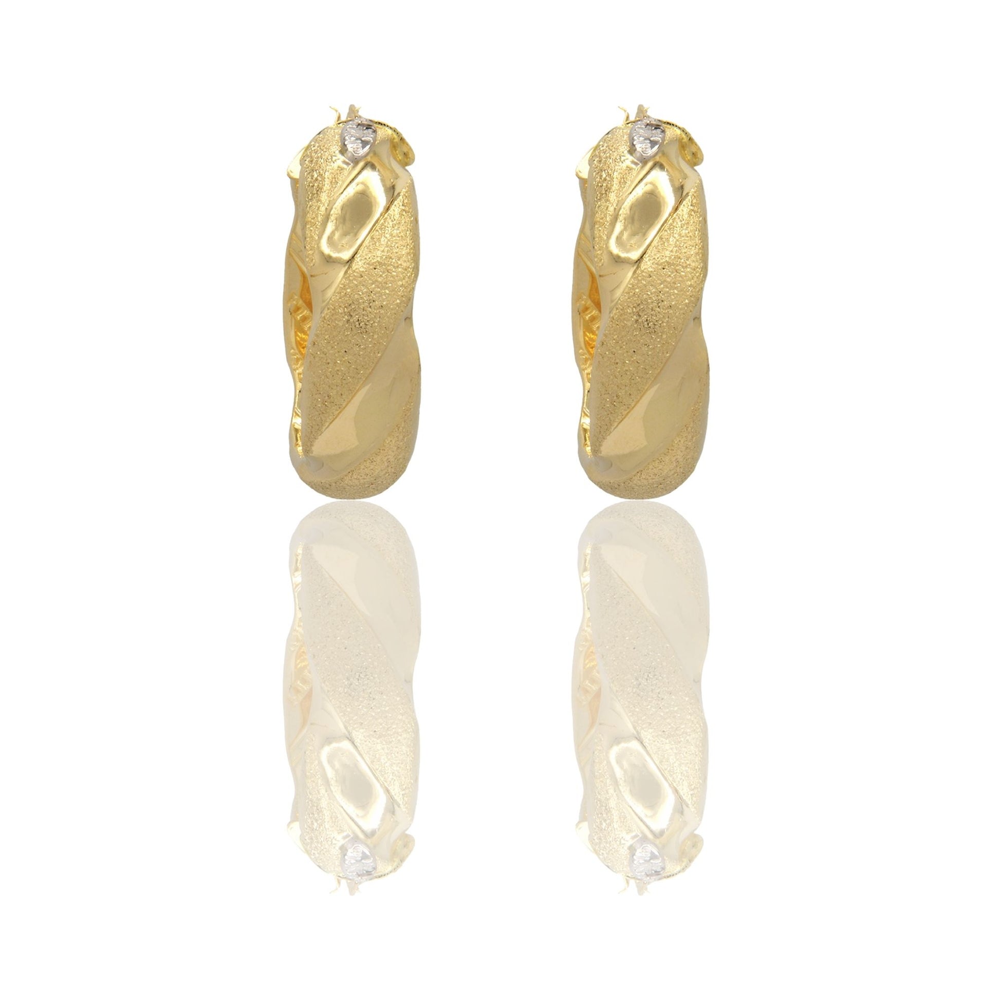 Orecchini Oro Giallo Oro Bianco Oro 18 carati Cerchi Bombati Solo Oro Spessore mm.10 diametro interno  cm.3