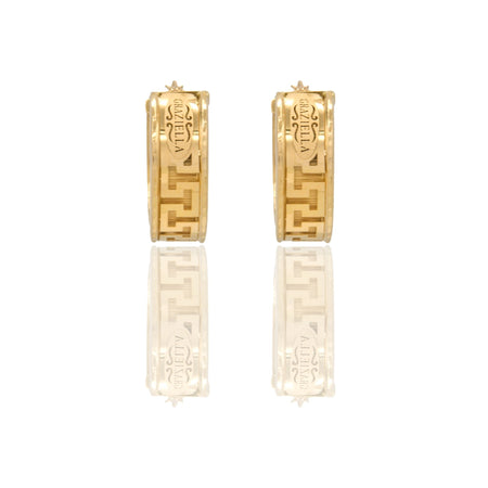 Orecchini Oro Giallo Oro 18 carati Cerchi Greca Intrecciati Solo Oro Spessore mm. 8 diametro interno  cm.2