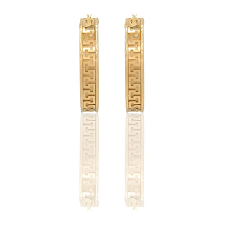 Orecchini Oro Giallo Oro 18 carati Cerchi Greca Intrecciati Solo Oro Spessore mm. 8 diametro interno  cm.4