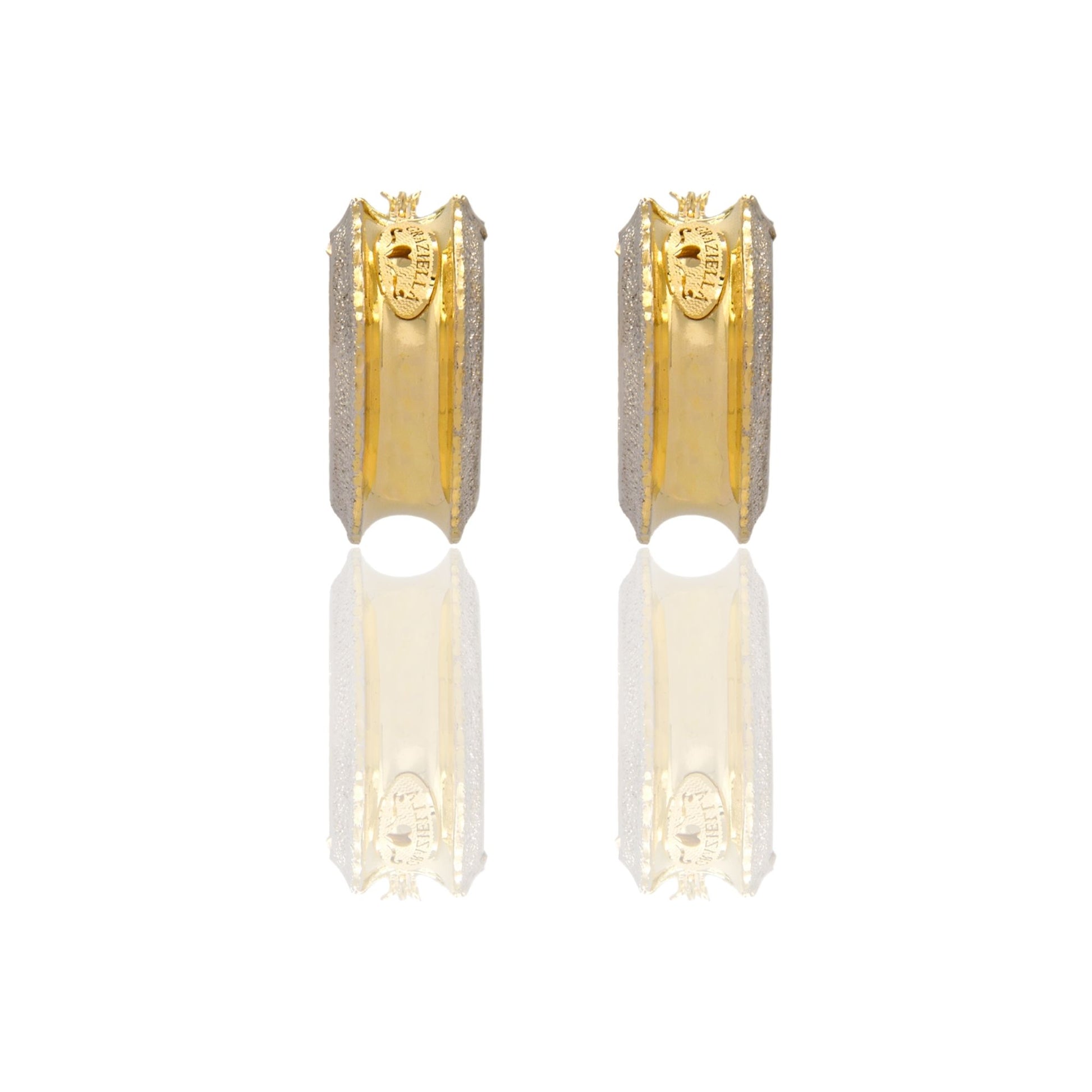Orecchini Oro Giallo Oro Bianco Oro 18 carati Cerchi Piccoli Incavati Solo Oro Spessore mm.10 diametro interno  cm.2,5