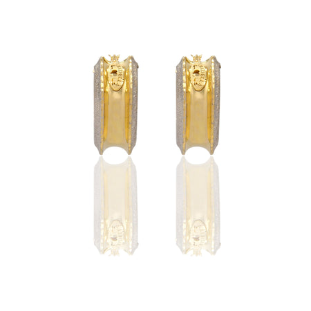 Orecchini Oro Giallo Oro Bianco Oro 18 carati Cerchi Piccoli Incavati Solo Oro Spessore mm.10 diametro interno  cm.2,5