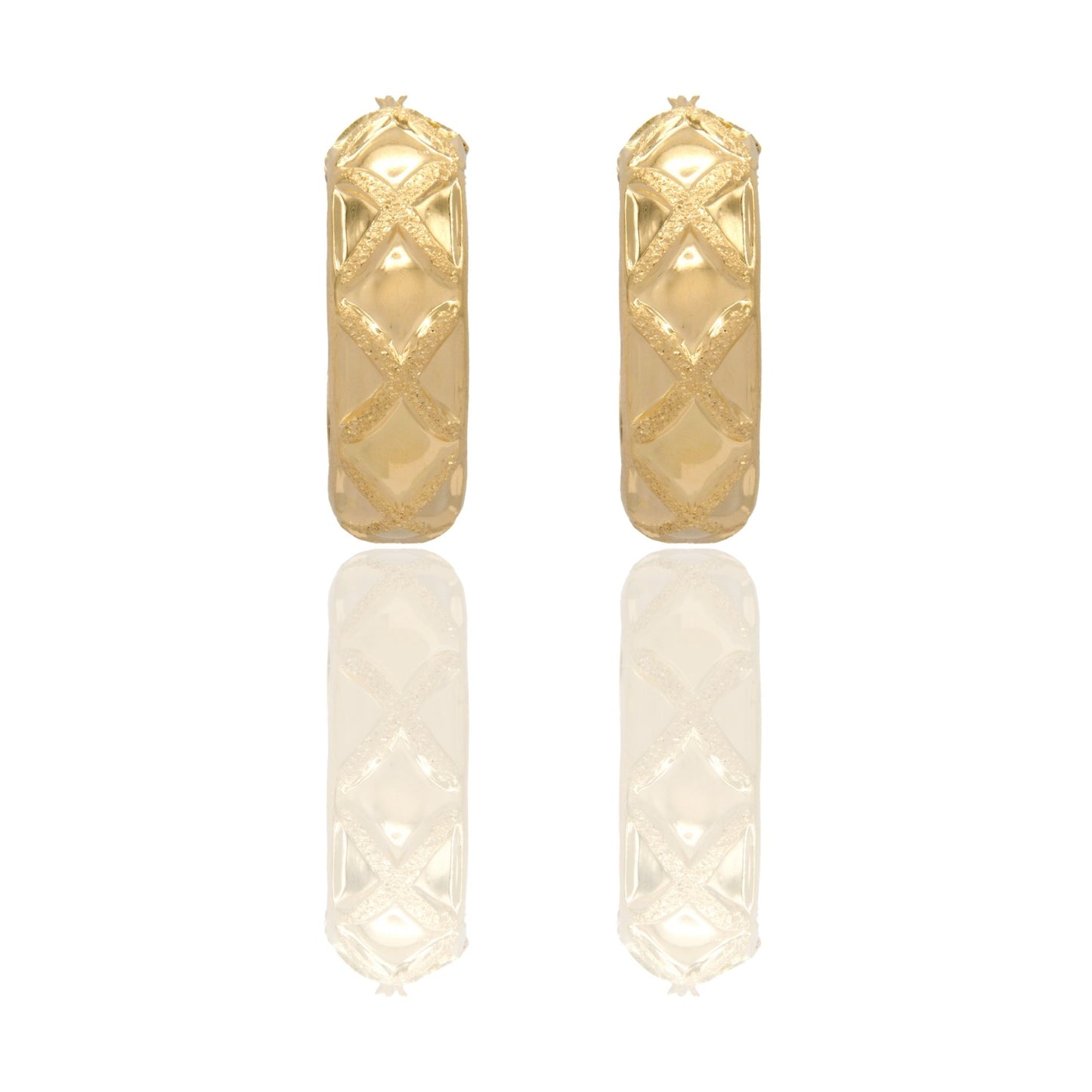 Orecchini Oro Giallo Oro 18 carati Cerchi Con Rombi  Solo Oro Spessore mm. 10 diametro interno  cm.3