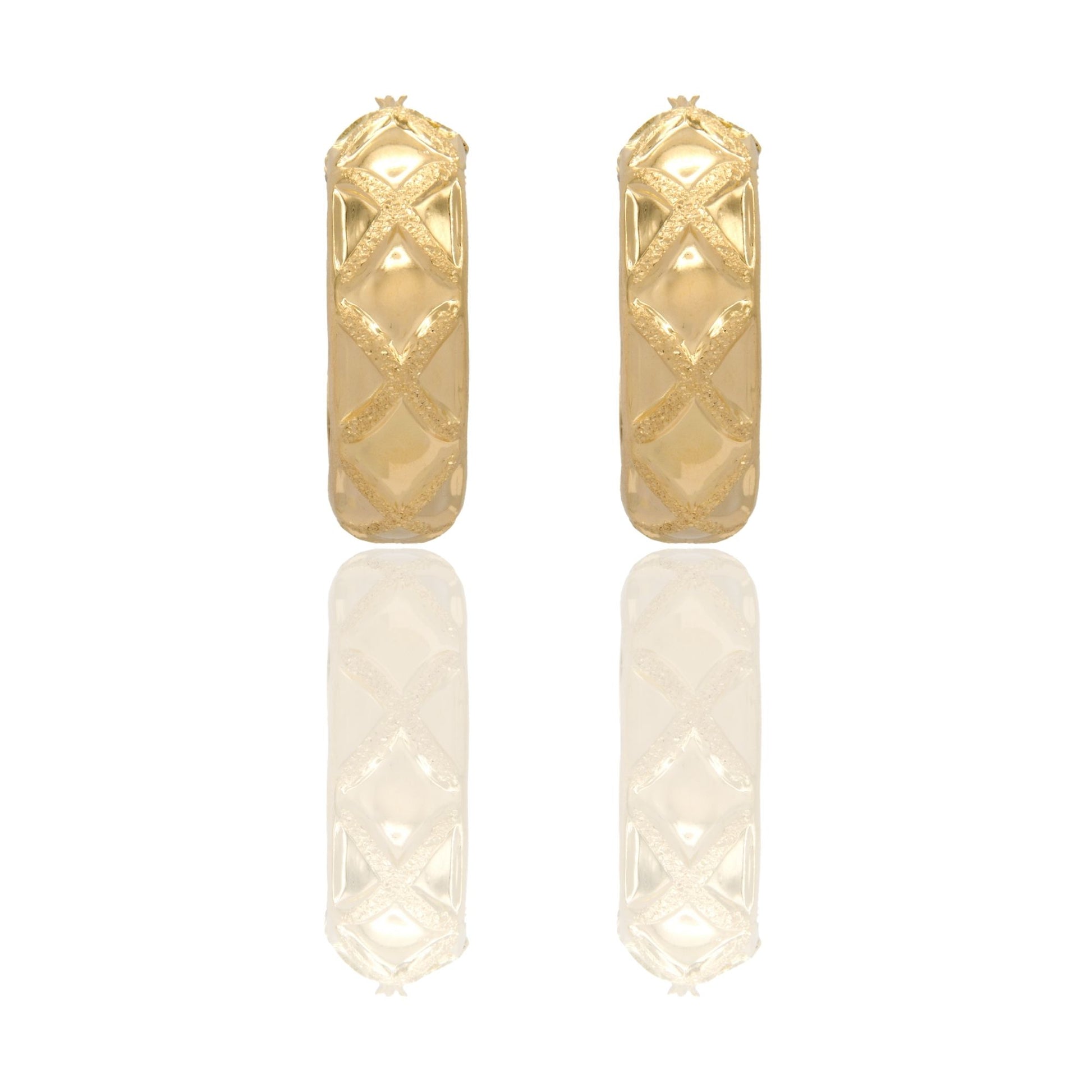Orecchini Oro Giallo Oro 18 carati Cerchi Con Rombi  Solo Oro Spessore mm. 10 diametro interno  cm.3