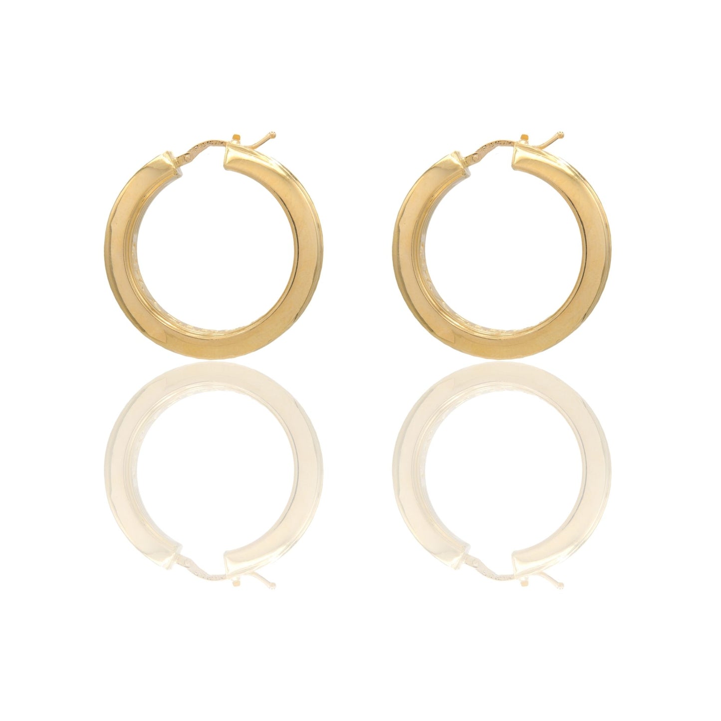 Orecchini Oro Giallo Oro 18 carati Cerchi Scavati  Solo Oro Spessore mm. 7 diametro interno  cm.3