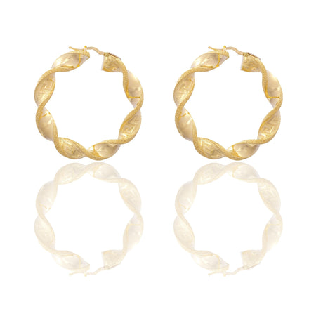 Orecchini Oro Giallo Oro 18 carati Cerchi Torchon Con Greca Solo Oro Spessore mm. 8 diametro interno  cm. 2,5