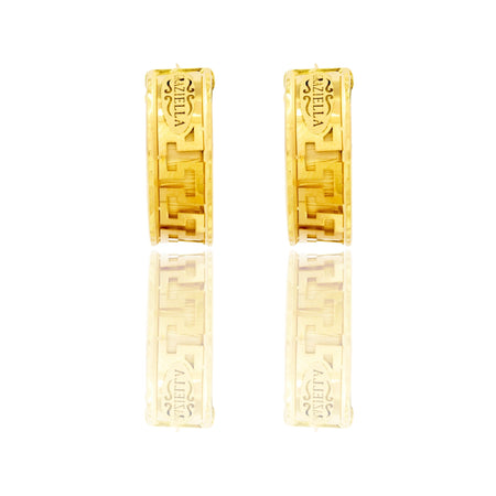 Orecchini Oro Giallo Oro 18 carati Cerchi Con Greca Solo Oro  diametro interno  cm.1,5
