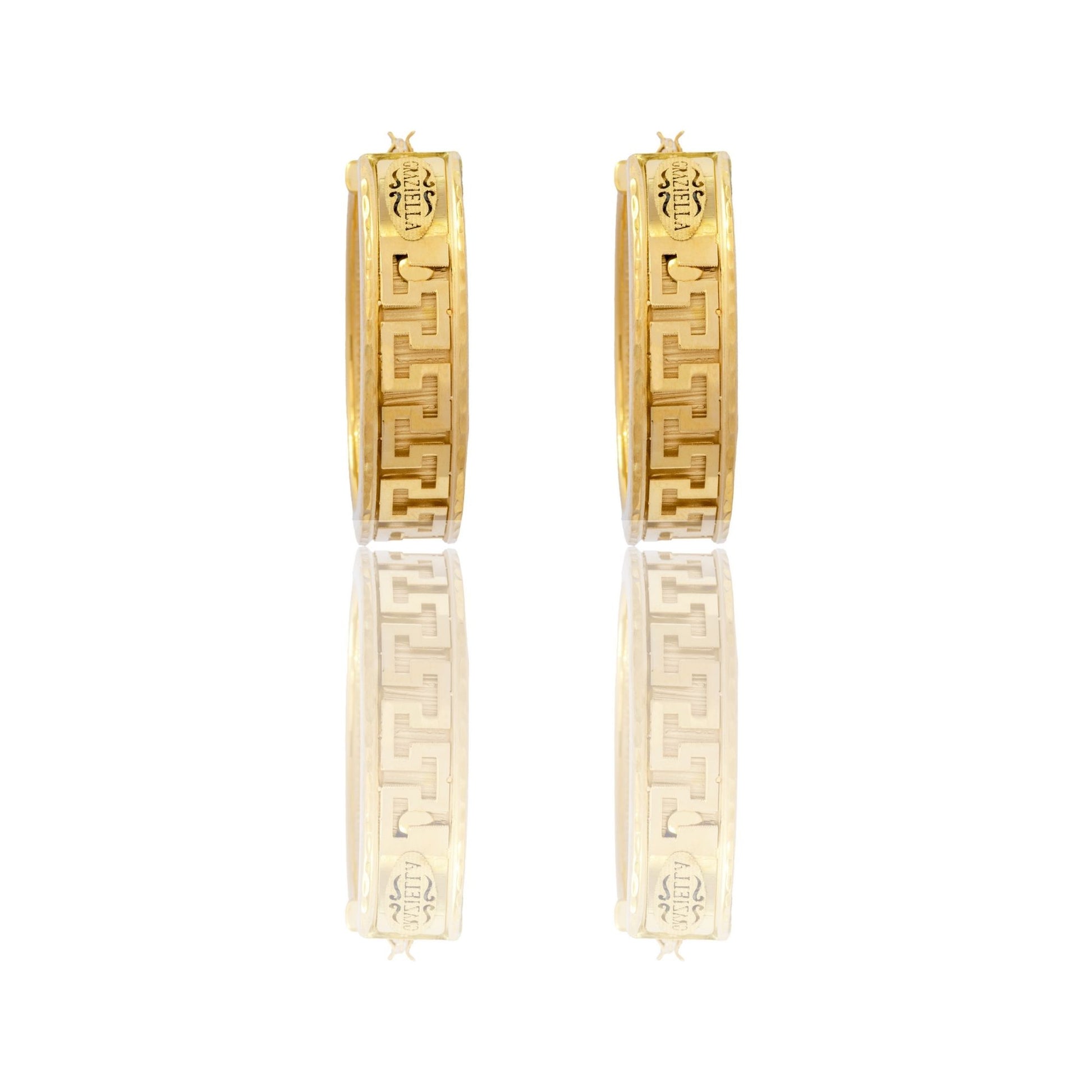 Orecchini Oro Giallo Oro 18 carati Cerchi Con Greca Solo Oro  diametro interno  cm.2,5