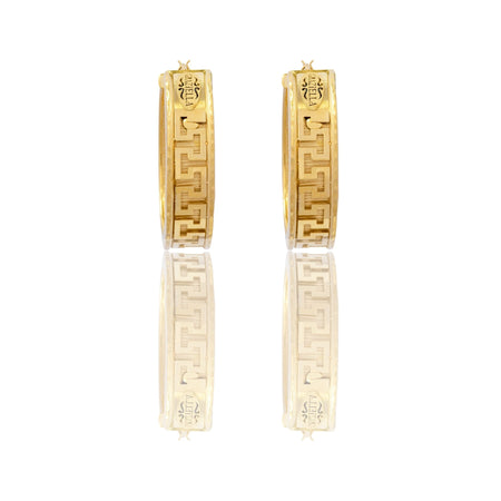 Orecchini Oro Giallo Oro 18 carati Cerchi Con Greca Solo Oro  diametro interno  cm.2,5