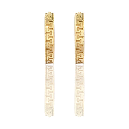 Orecchini Oro Giallo Oro 18 carati Cerchi Con Greca Solo Oro  diametro interno  cm.3,5
