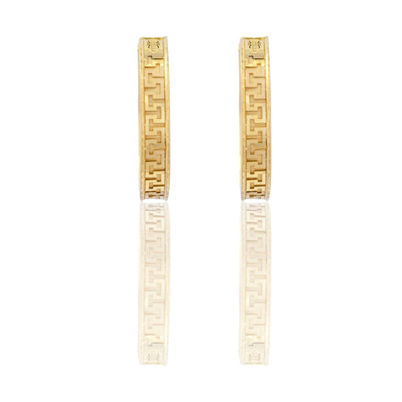 Orecchini Oro Giallo Oro 18 carati Cerchi Con Greca Solo Oro  diametro interno  cm.4