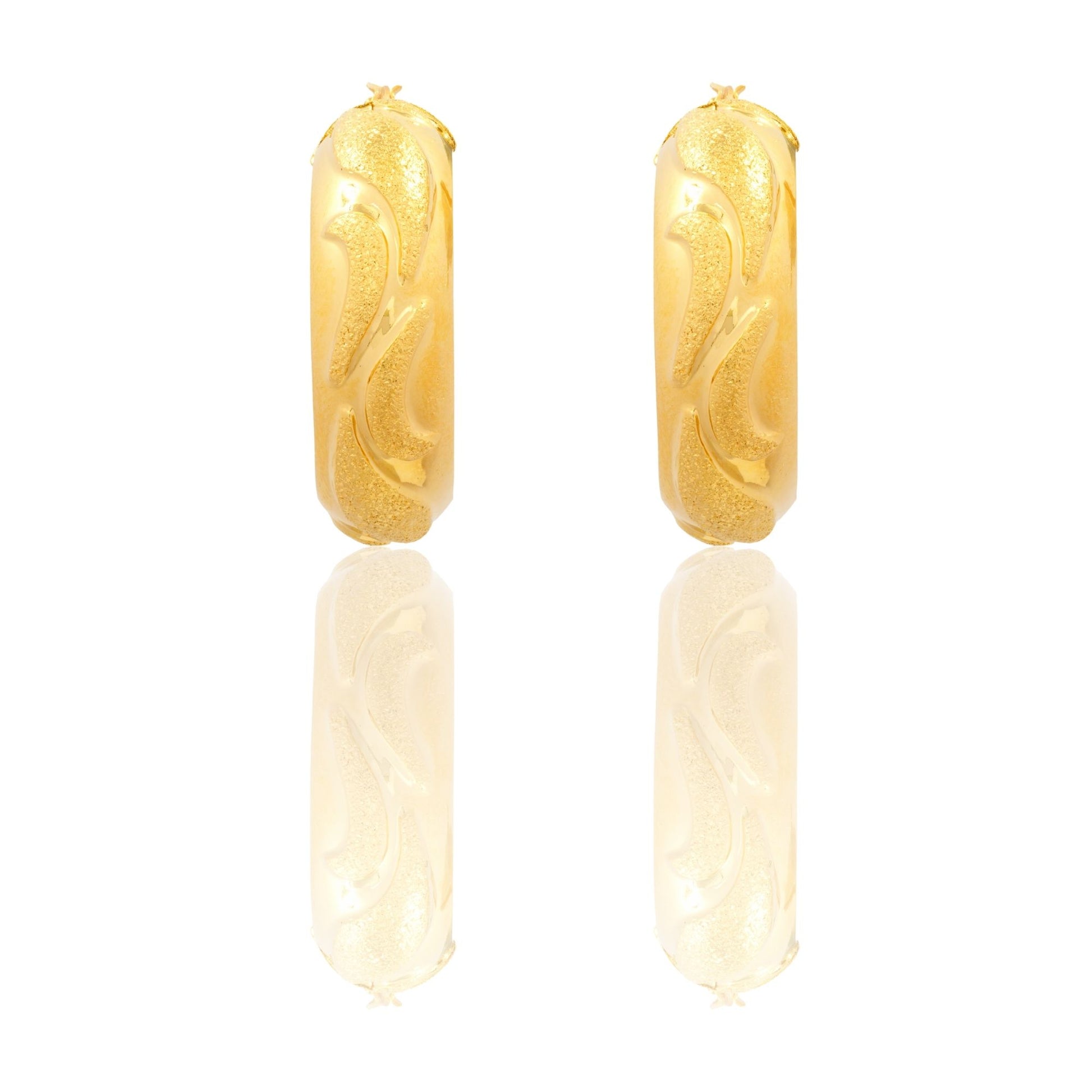 Orecchini Oro Giallo Oro 18 carati  Cerchi Con Onde  Solo Oro Spessore mm.10 diametro interno  cm.2,5