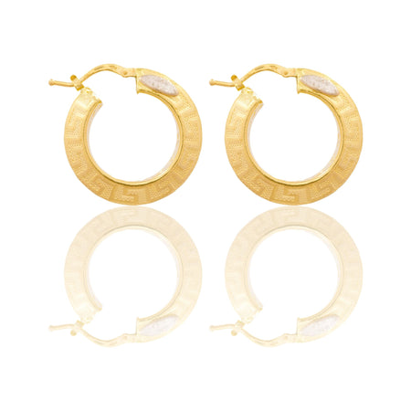 Orecchini Oro Giallo Oro 18 carati Cerchi Greca Piramide  Solo Oro Spessore mm.6 diametro interno  cm.1,5