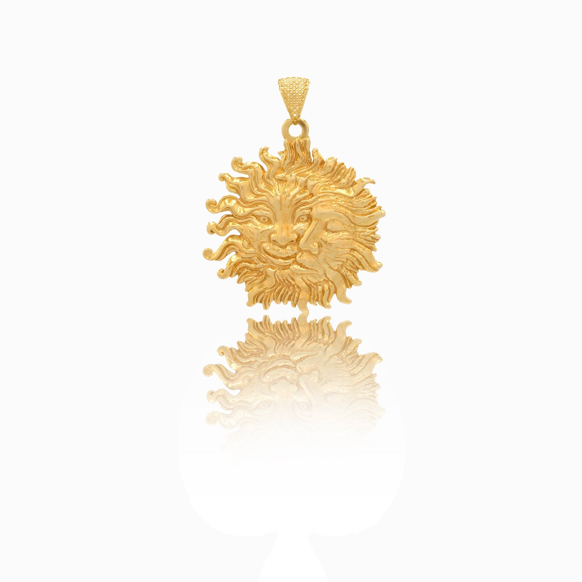Ciondolo Oro Giallo Oro 18 carati Elettroformato Sole 2 Facce Solo Oro