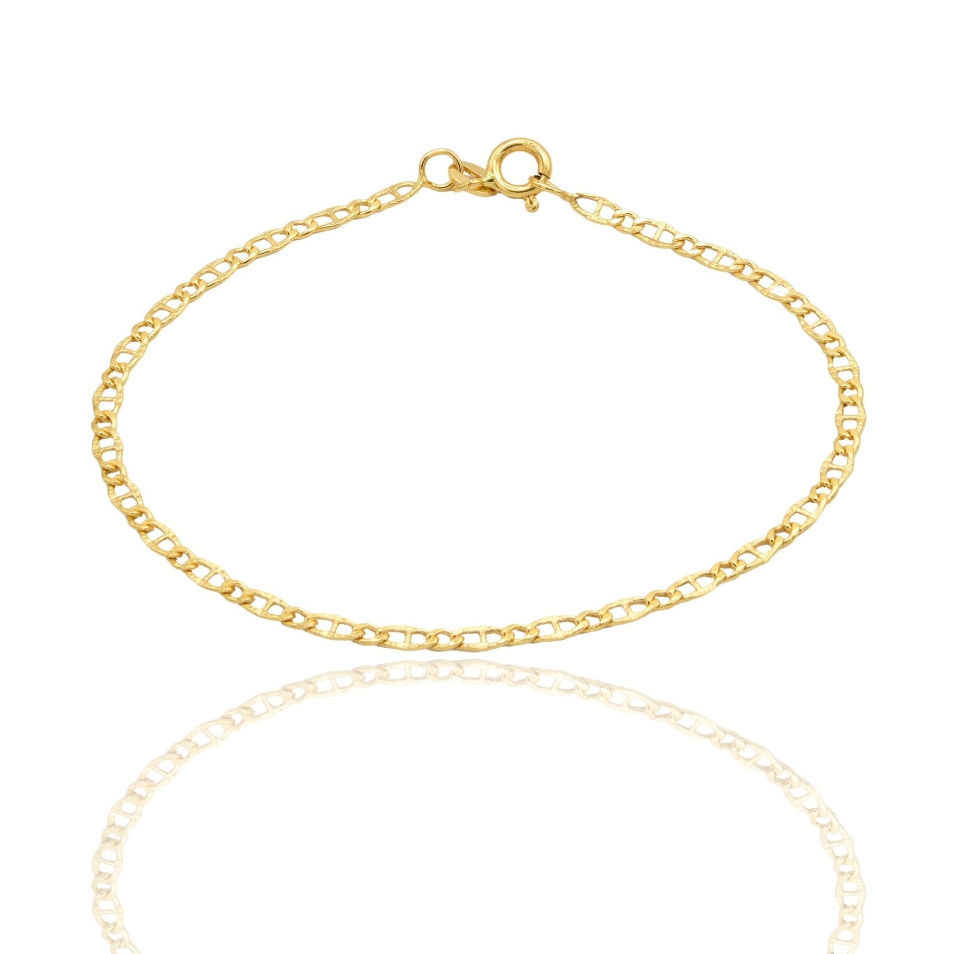 Bracciale Oro Giallo Oro 18 carati  Catena Maglia Marinara E Tonda Solo Oro