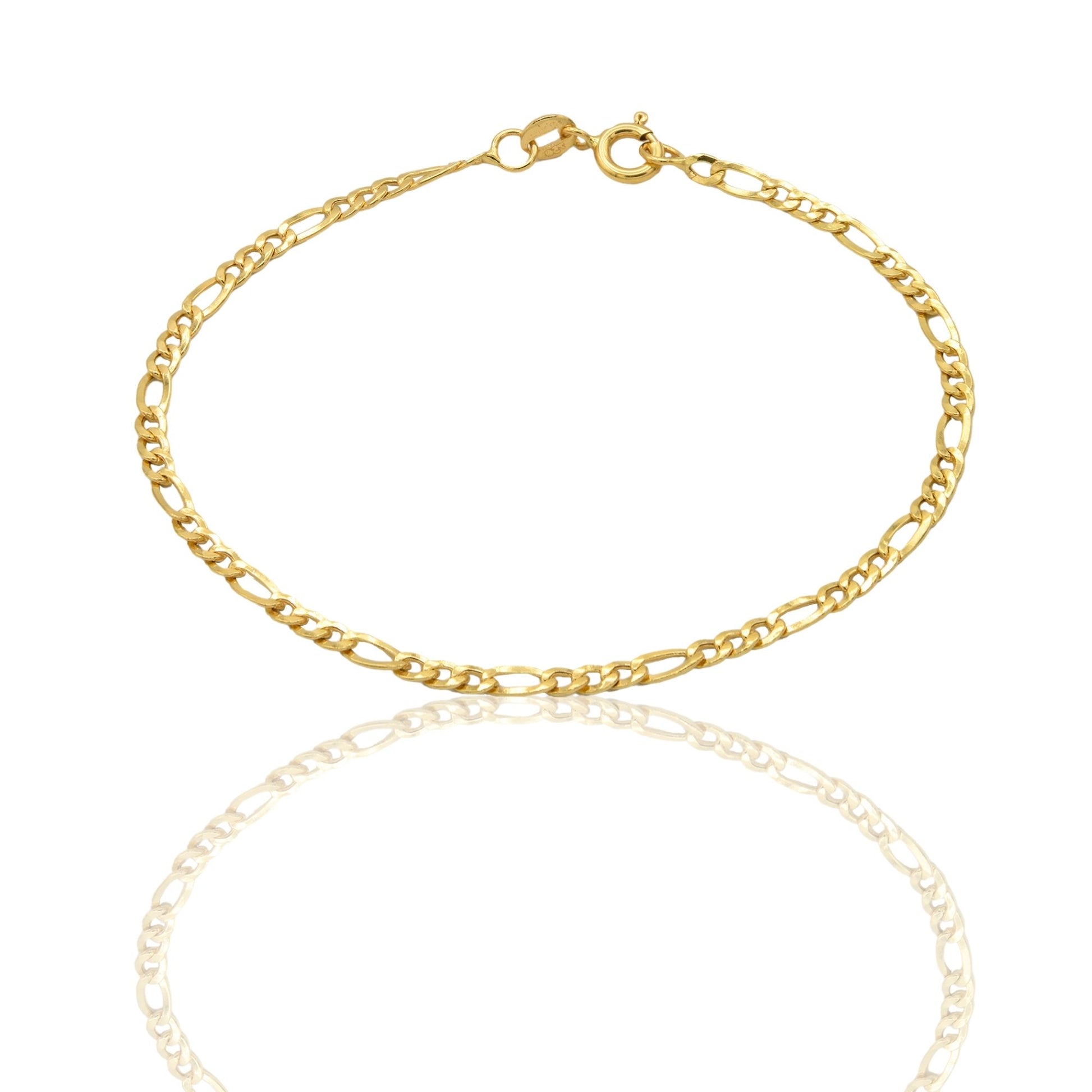 Bracciale Oro Giallo Oro 18 carati Catena Maglie Alternate Tonde E Ovali Solo Oro