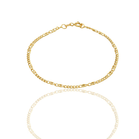 Bracciale Oro Giallo Oro 18 carati Catena Alternata  Anelli Tondi  E Maglia Intrecciata Solo Oro cm. 19,5