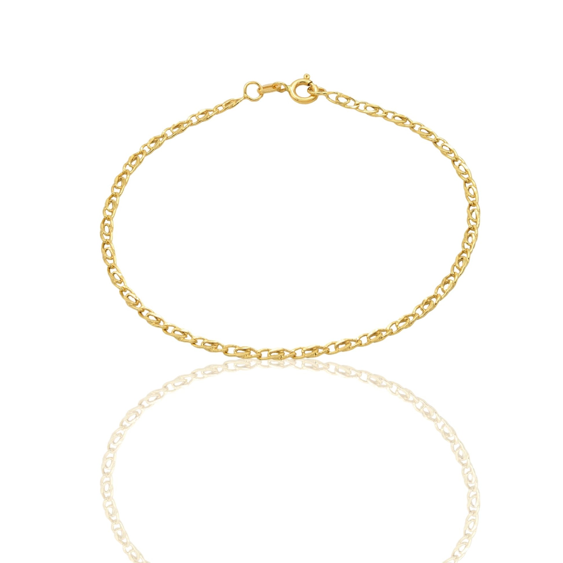 Bracciale Oro Giallo Oro 18 carati  Catena Maglia Intrecciata Solo Oro cm. 19