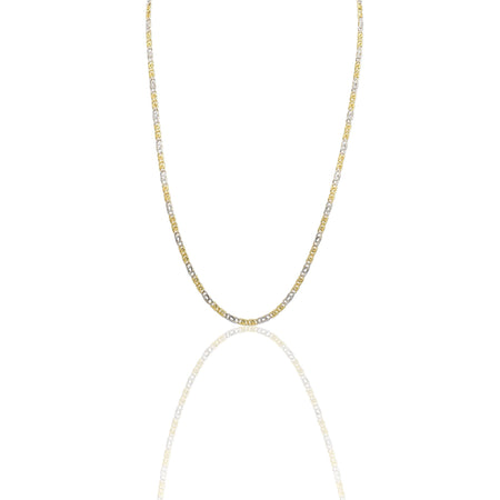 Collana Oro Giallo Oro Bianco Oro 18 carati Catena Maglia  Intrecciata Solo Oro cm.50