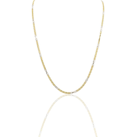 Collana Oro Giallo Oro Bianco Oro 18 carati Catena Piatta Solo Oro cm.50