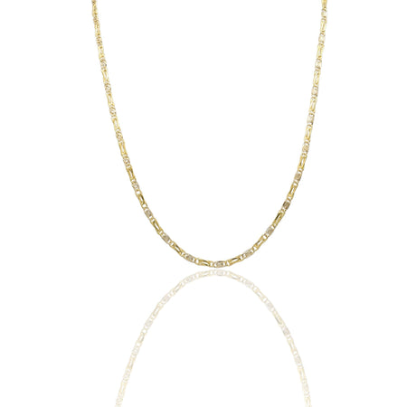 Collana Oro Giallo, Oro Bianco Oro 18 carati Catena Piatta Solo Oro cm.60
