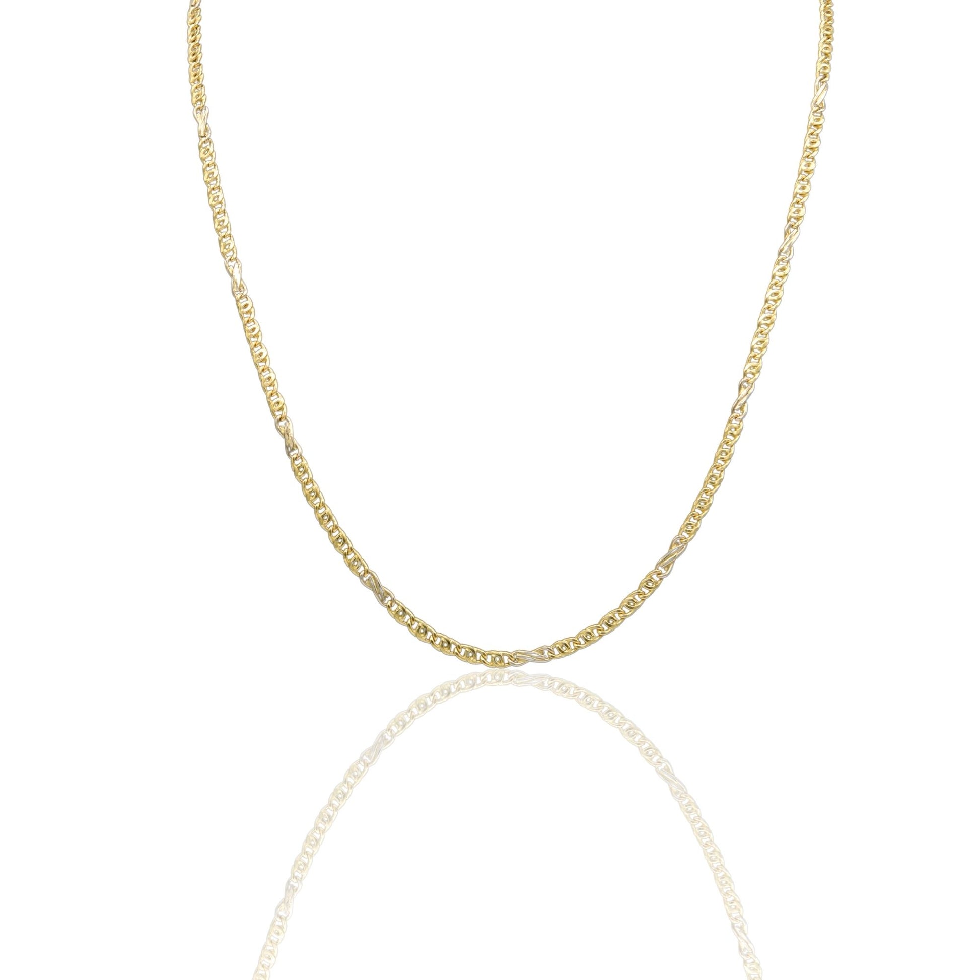 Collana Oro Giallo, Oro Bianco Oro 18 carati Catena Piatta Solo Oro cm.60