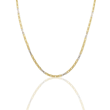 Collana Oro Giallo, Oro Bianco Oro 18 carati Catena Piatta Solo Oro cm.60