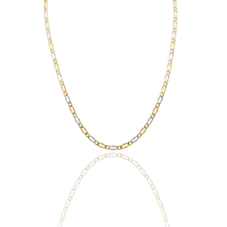 Collana Oro Giallo, Oro Bianco Oro 18 carati Catena Piatta Solo Oro cm.50