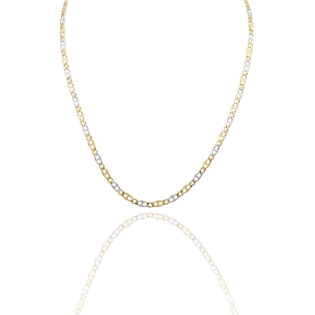 Collana Oro Giallo, Oro Bianco Oro 18 carati Catena Piatta Solo Oro cm.50