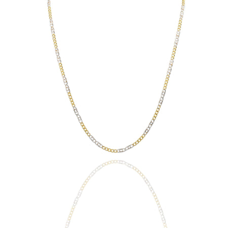 Collana Oro Giallo, Oro Bianco Oro 18 carati Catena Piatta Solo Oro cm.60