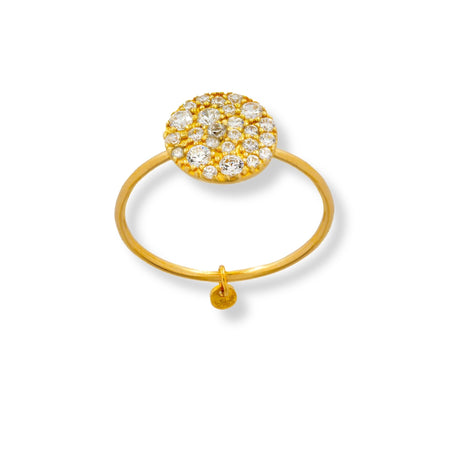 Anello Oro Giallo Oro 18 carati  Tondo Pave' Zirconi Bianchi spessore gambo 1.1 mm , spessore pietra 9,7