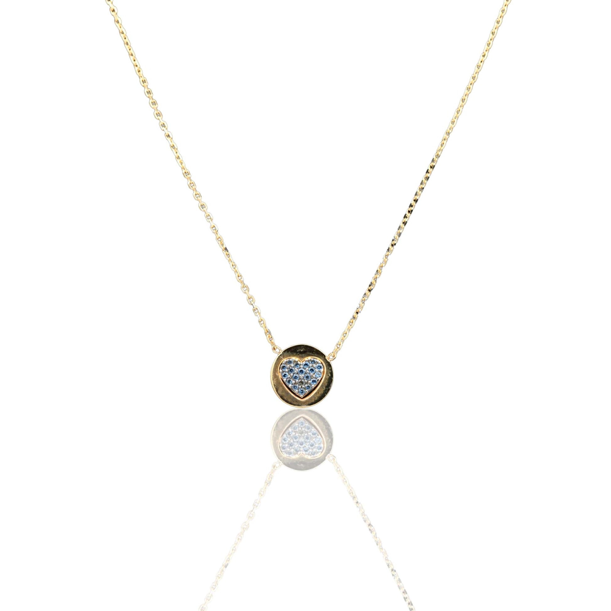 Collana Oro Giallo Oro 18 carati Catenina rolò cuore pavè Zirconi Bianchi cm.43