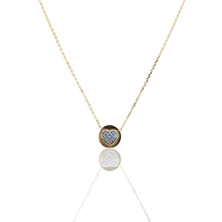 Collana Oro Giallo Oro 18 carati Catenina rolò cuore pavè Zirconi Bianchi cm.43