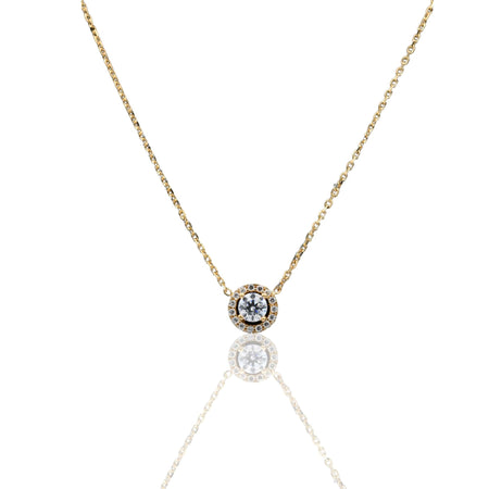 Collana Oro Giallo Oro 18 carati  Catenina rolò punto luce contprno pavè Zirconi Bianchi cm.43