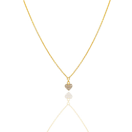 Collana Oro Giallo Oro 18 carati  Catenina rolò  Cuore Pave'  Zirconi Bianchi cm.43