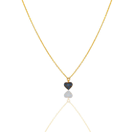 Collana Oro Giallo Oro 18 carati  Catenina rolò  Cuore Pave'  Zirconi Blu cm.43