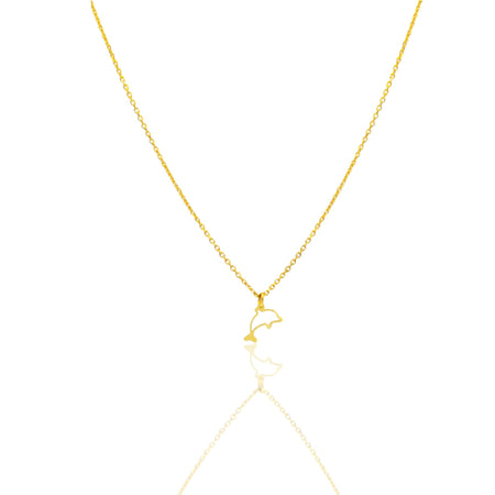Collana Oro Giallo Oro 18 carati  Catenina rolò Delfino Sagomato pavè Solo Oro cm.43
