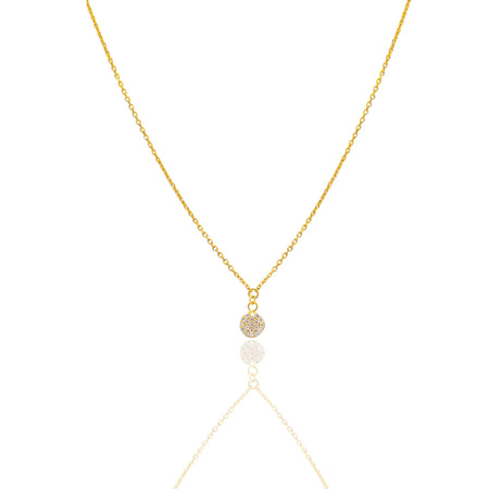 Collana Oro Giallo Oro 18 carati  Catenina rolò Tondino Pave' Zirconi Bianchi cm.43