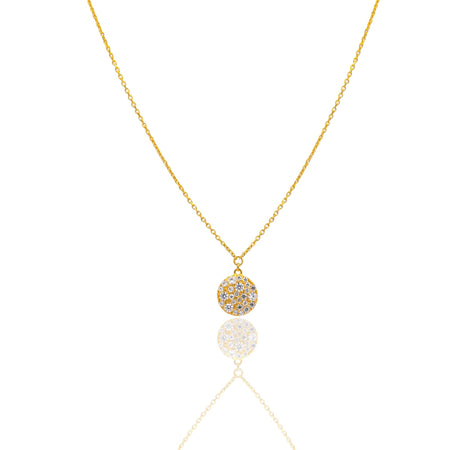 Collana Oro Giallo Oro 18 carati  Catenina rolò Tondo Pave' Zirconi Bianchi cm.43