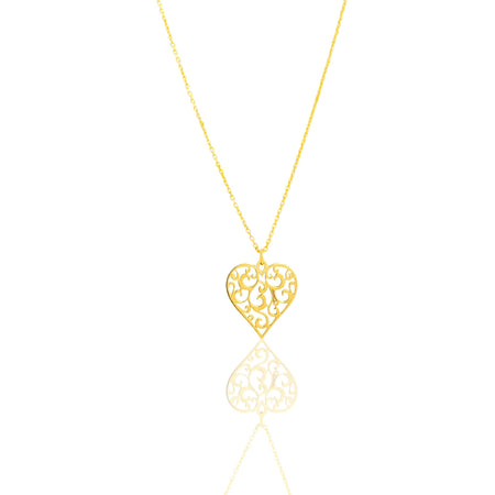 Collana Oro Giallo Oro 18 carati  Catenina rolò  Cuore Traforato   Solo Oro cm.43