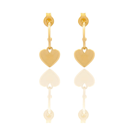 Orecchini Oro Giallo Oro 18 carati Cuore Pendente   Solo Oro