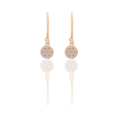 Orecchini Oro Giallo Oro 18 carati Tondo  Pendente Chiusura Monachina  Zirconi Bianchi