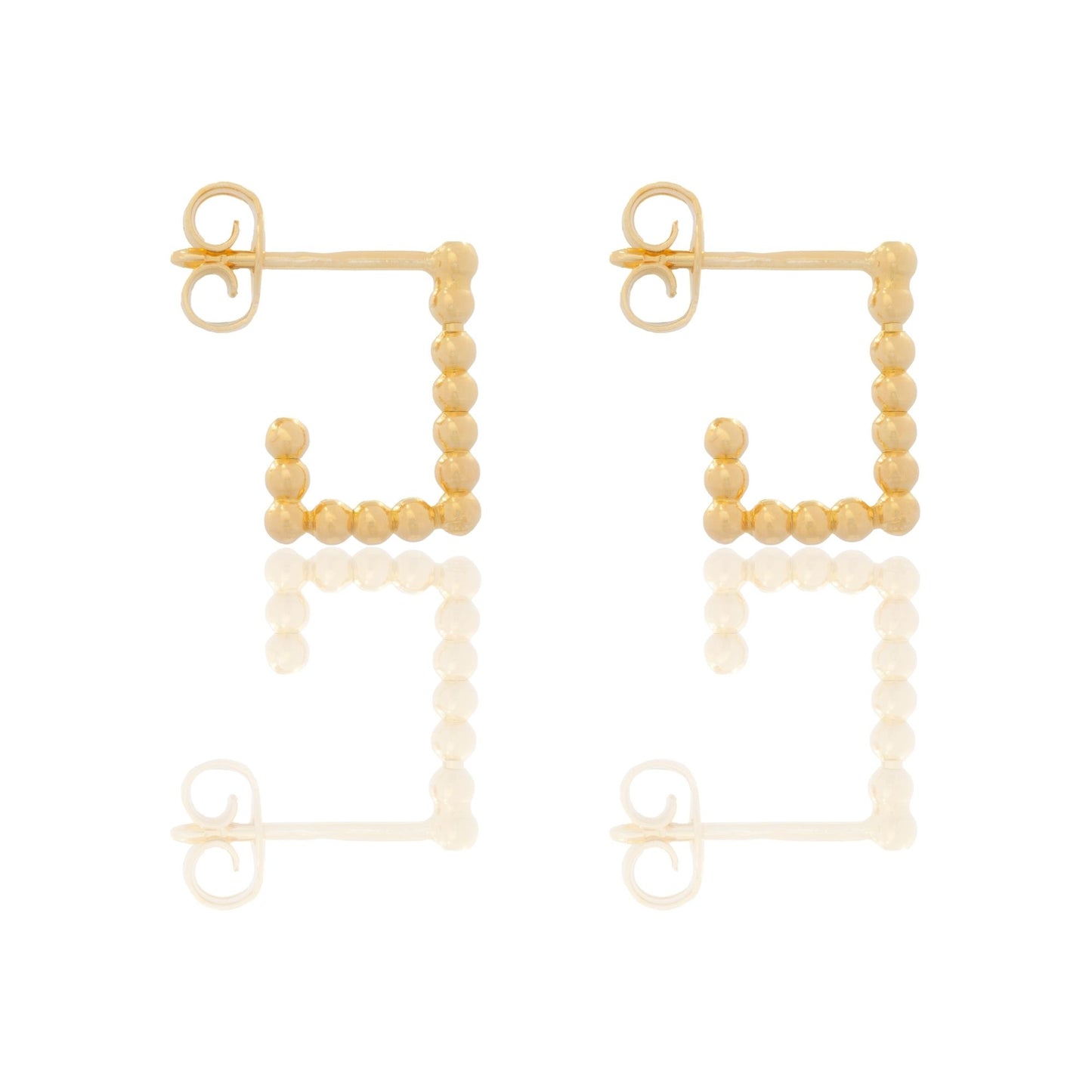 Orecchini Oro Giallo Oro 18 carati  Rettangolo  Pallinato Aperto Solo Oro