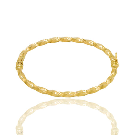 Bracciale Oro Giallo Oro 18 carati Rigido Intrecciato Solo Oro diametro interno 6