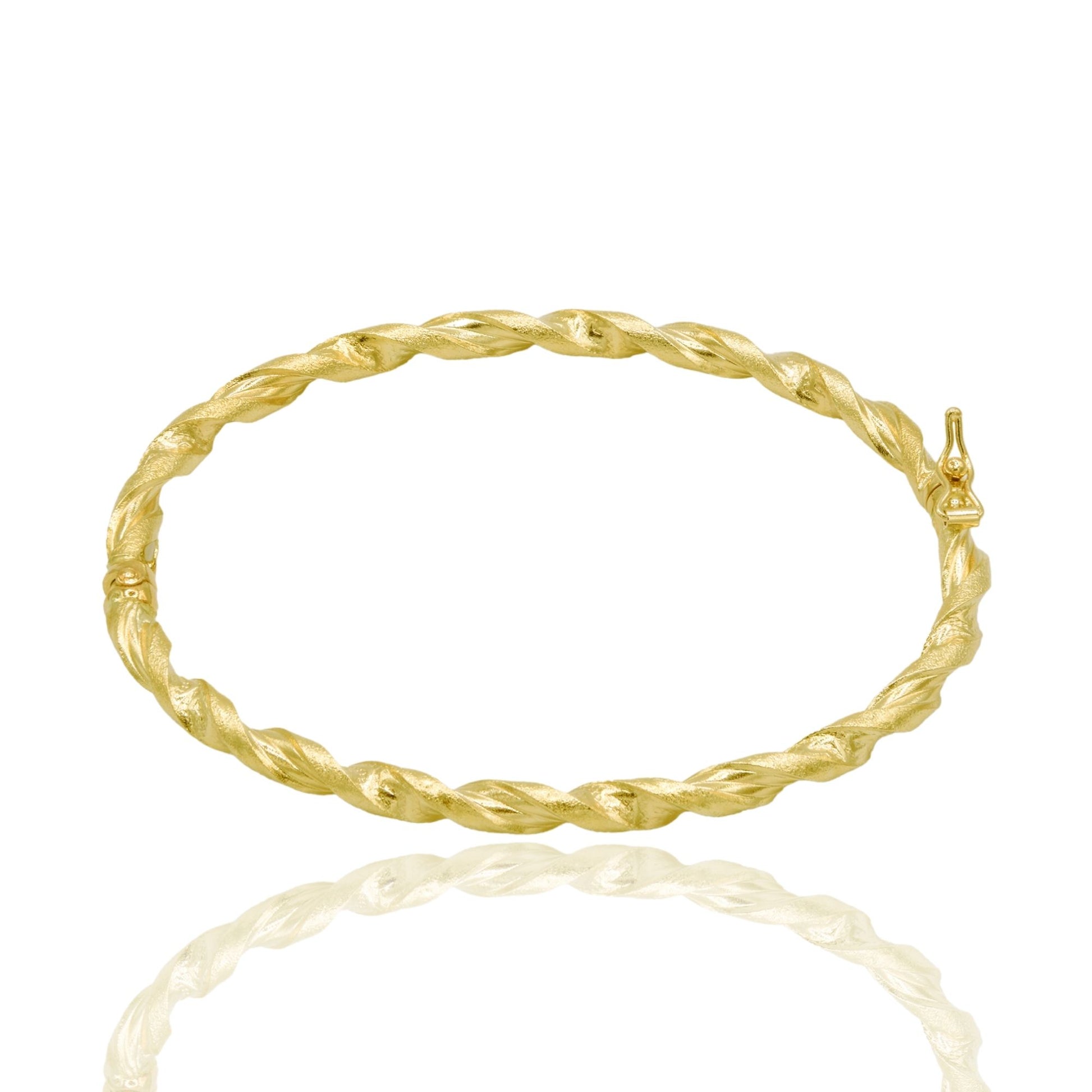 Bracciale Oro Giallo Oro 18 carati Rigido Intrecciato Solo Oro