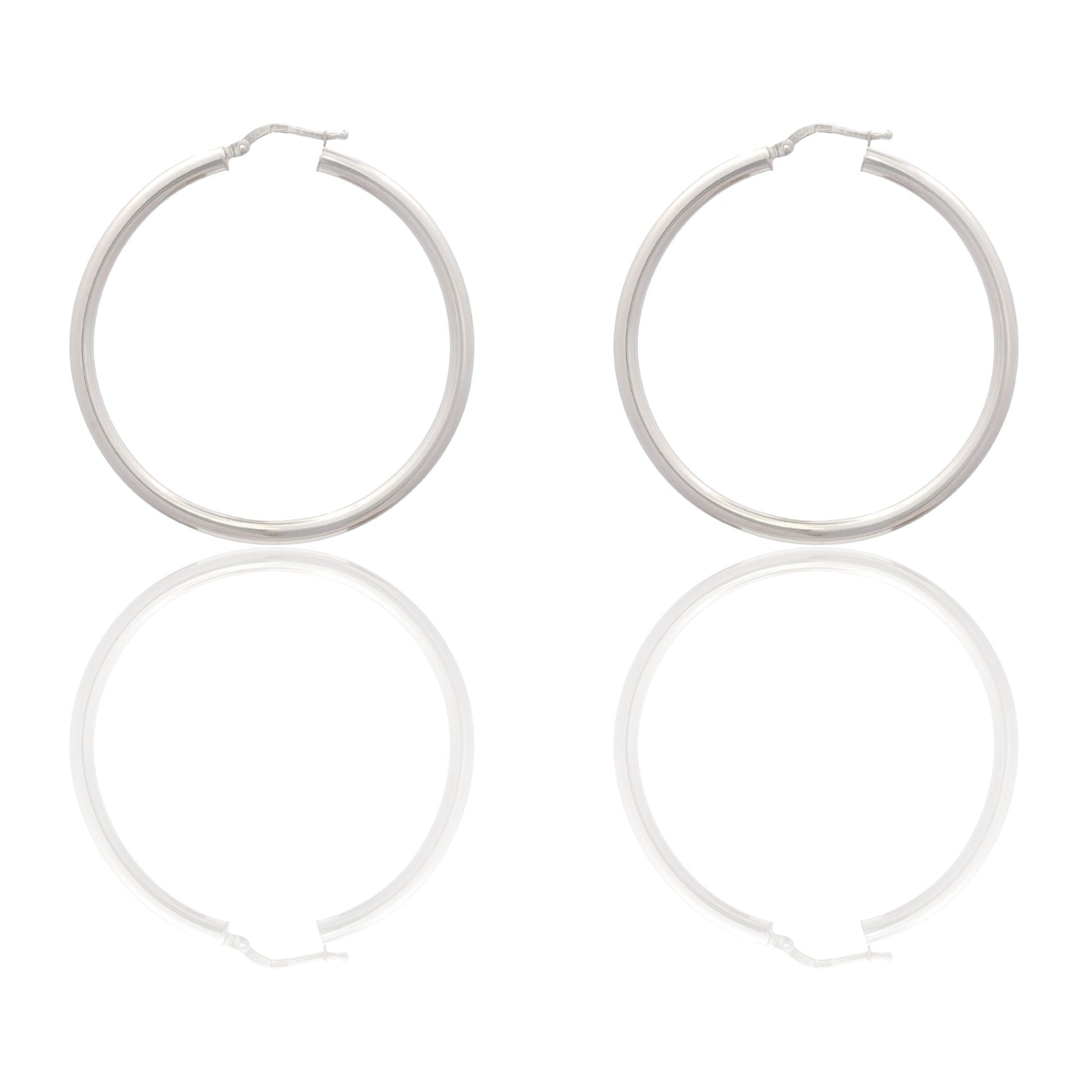 Orecchini Oro Bianco Oro 18 carati Cerchio Solo Oro Spessore mm. 2,5 diametro interno cm.4