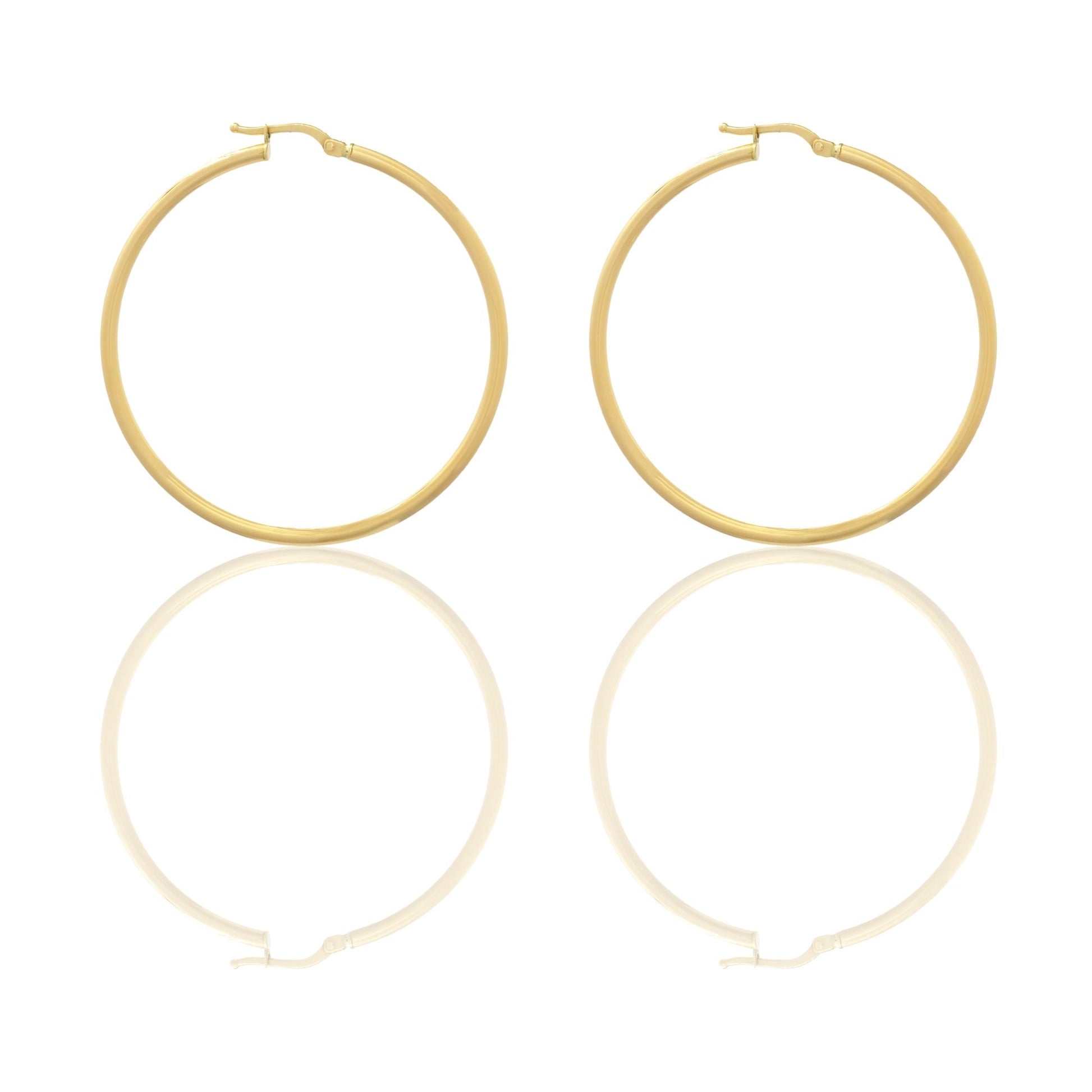 Orecchini Oro Giallo Oro 18 carati Cerchio  Solo Oro Spessore mm. 2 diametro interno cm.4