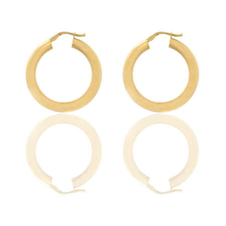 Orecchini Oro Giallo Oro 18 carati Cerchio  Solo Oro Spessore mm. 4 diametro interno cm.2.5