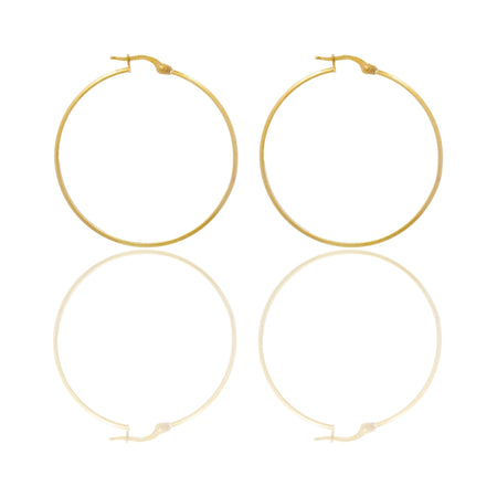 Orecchini Oro Giallo Oro 18 carati Cerchio  Solo Oro Spessore mm. 1.5 diametro interno cm.3.5