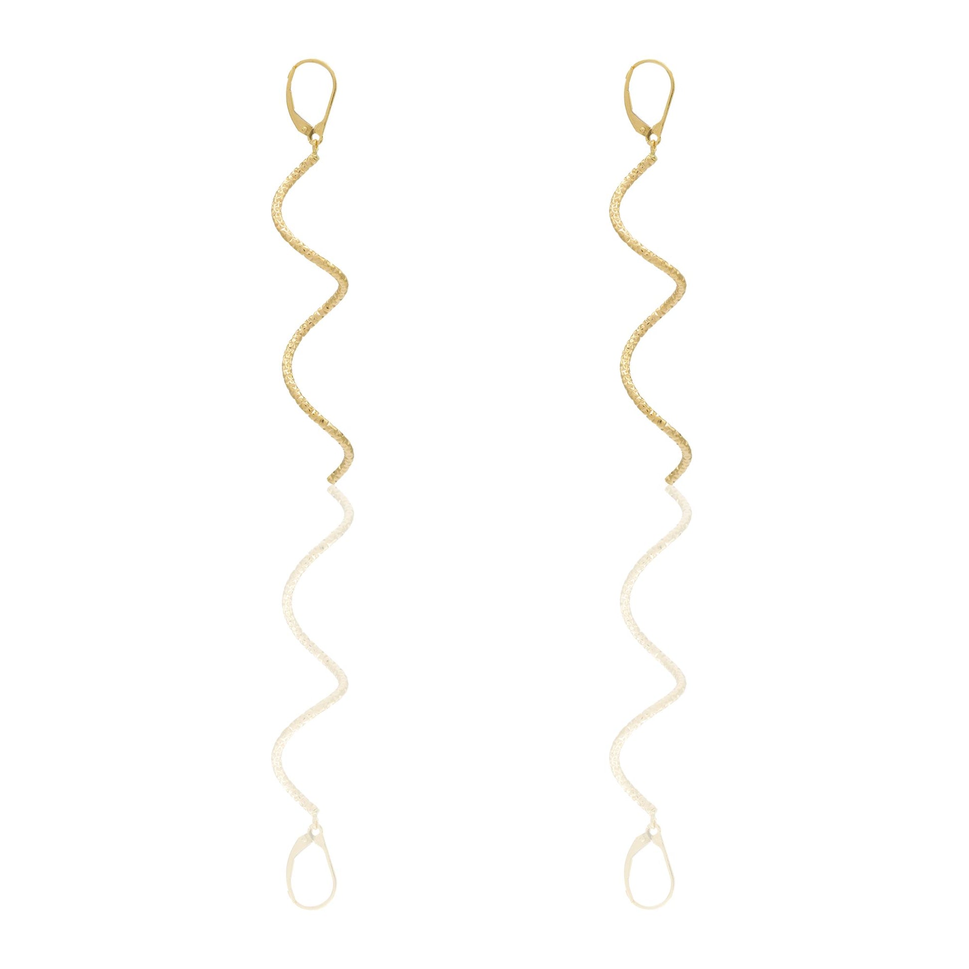 Orecchini Oro Giallo Oro 18 carati Ricciolo Pendente Solo Oro Spessore mm. 1,5